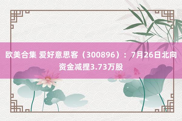 欧美合集 爱好意思客（300896）：7月26日北向资金减捏3.73万股