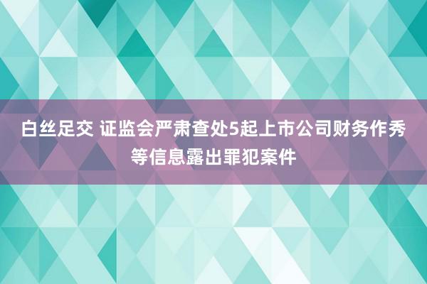 白丝足交 证监会严肃查处5起上市公司财务作秀等信息露出罪犯案件