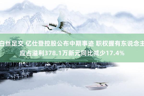 白丝足交 亿仕登控股公布中期事迹 职权握有东说念主应占溢利378.1万新元同比减少17.4%